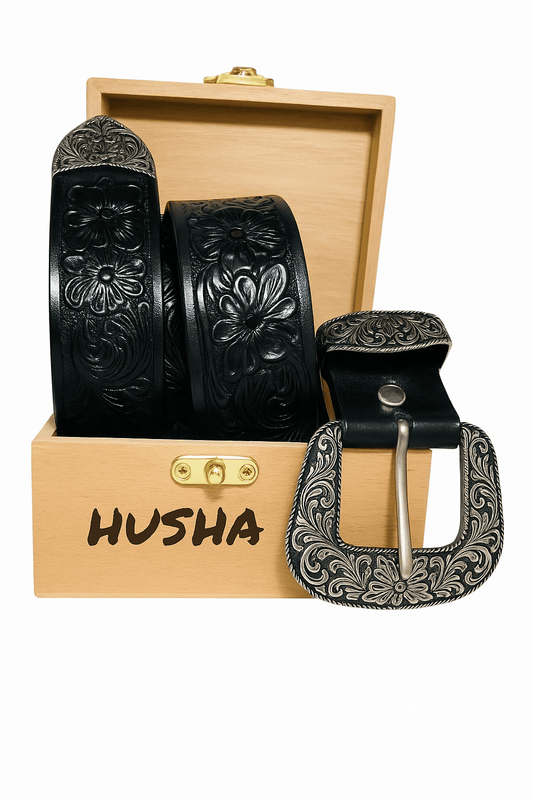 HANDCRAFTED LEATHER WITH WESTERN BUCKLE HC01 - HUSHAHIDE