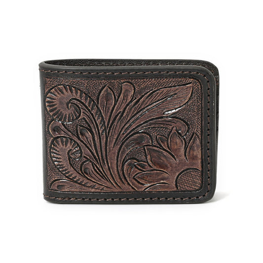 HushaHide Handcrafted Genuine Leather Wallet for Men – Tooled Design, Bifold, Vintage Finish - HUSHAHIDE