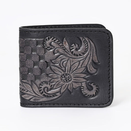 HushaHide™ Handcrafted Genuine Leather Wallet for Men – Vintage Tooled Design, Bifold Style, Premium Finish - HUSHAHIDE