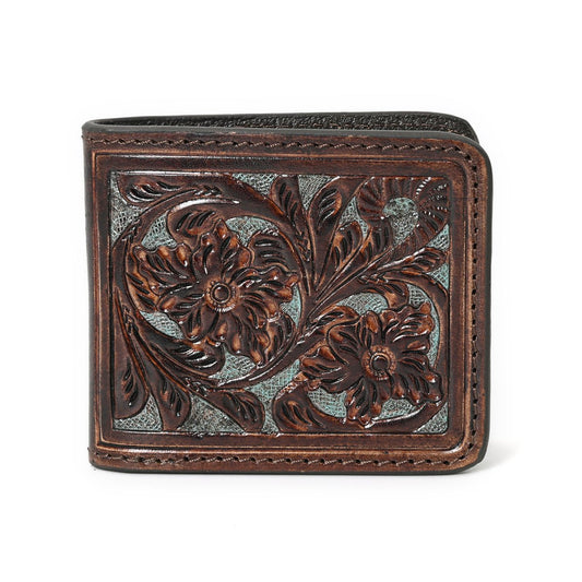 HushaHide Handcrafted Genuine Leather Wallet | Tooling floral Design | Unisex | Slim Bifold Wallet for Men & Women - HUSHAHIDE