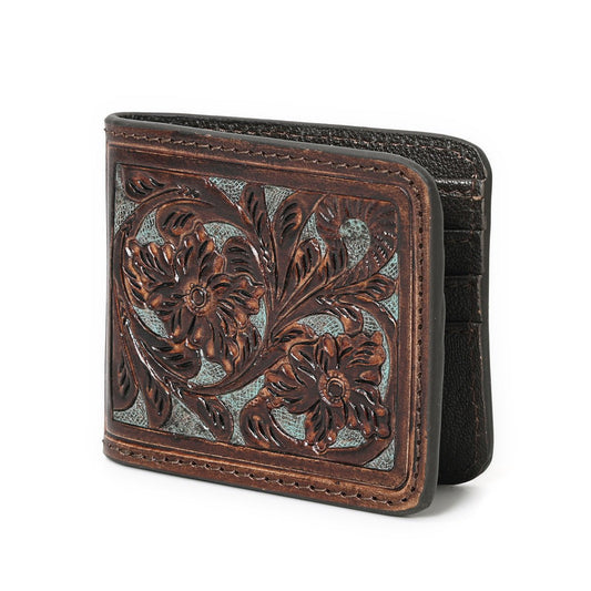 HushaHide Handcrafted Genuine Leather Wallet | Tooling floral Design | Unisex | Slim Bifold Wallet for Men & Women - HUSHAHIDE