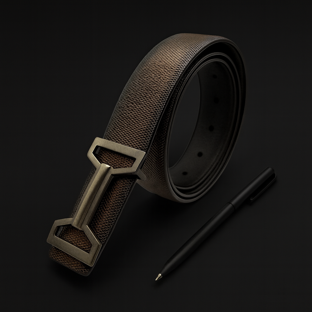 Hushahide Men’s Brown Textured PU Leather Belt with Smokey Silver Stylish Buckle | Durable, Lightweight & Vegan Friendly