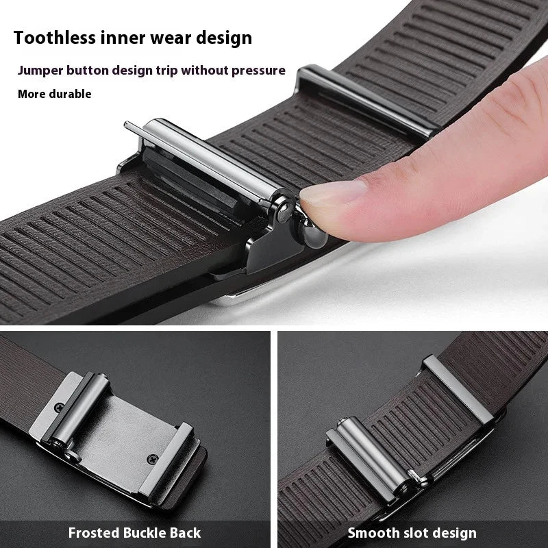 HUSHAHIDE Men's Black PU Leather Belt | 48 Inch Autolock slider Buckle | Stylish Formal & Casual