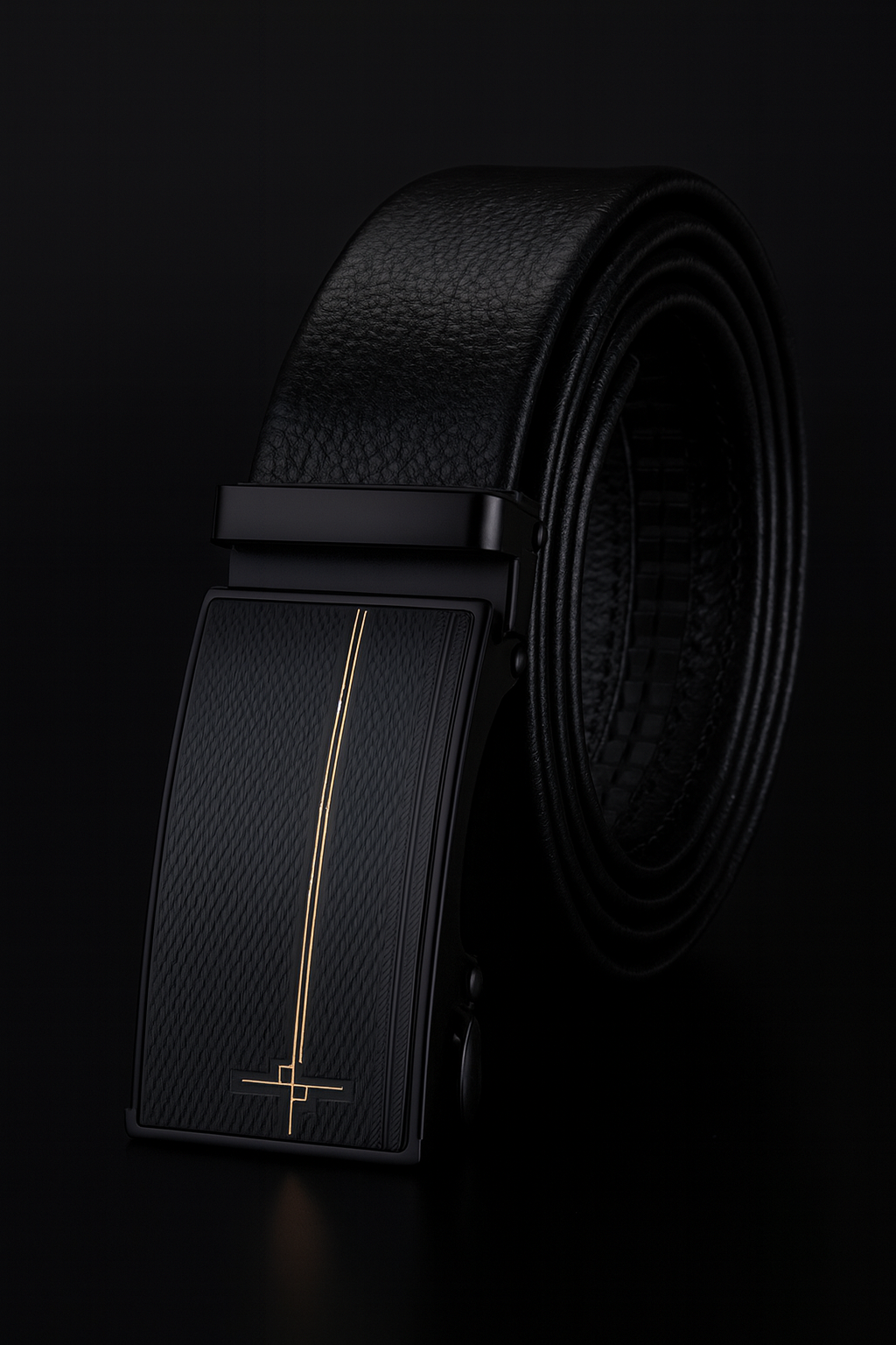 HUSHAHIDE Men's PU Leather Belt with Stylish Autolock Adjustable Buckle – Black, 48 Inches