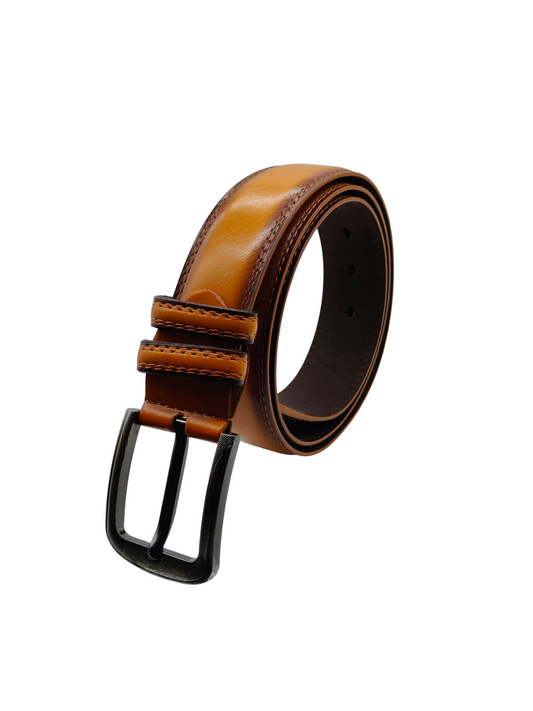 Hushahide Men's PU Leather Belt with Classic Metal Buckle – Brown Formal & Casual Wear – Waist Size up to 42 Inch