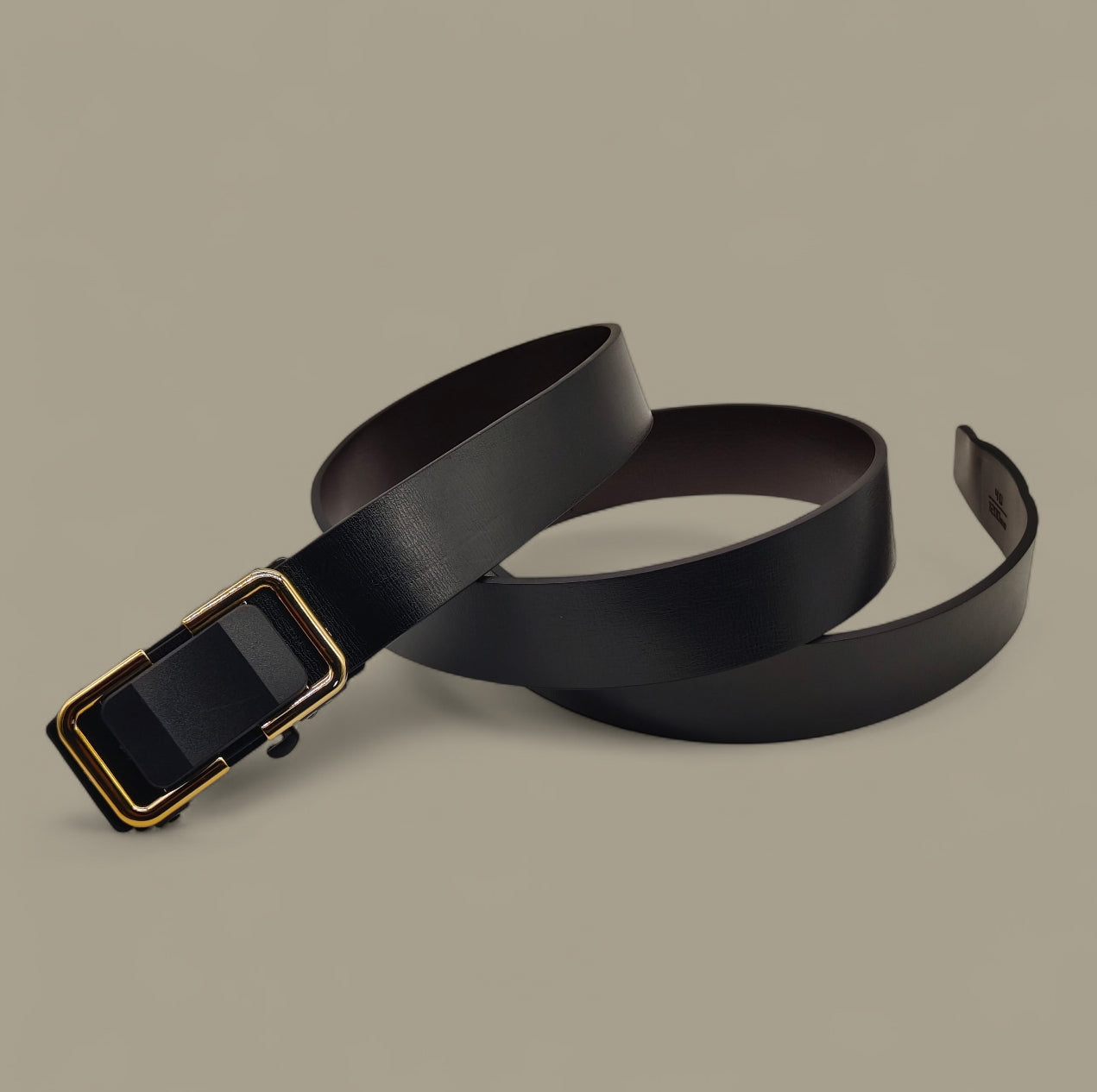 Hushahide Unisex PU Leather Belt with Auto-Lock Slider Buckle – Adjustable 46 Inch, Vegan Friendly