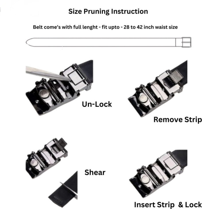 Hushahide Men's Black PU Leather Belt with Stylish Auto-Lock Adjustable Buckle (48 Inches)