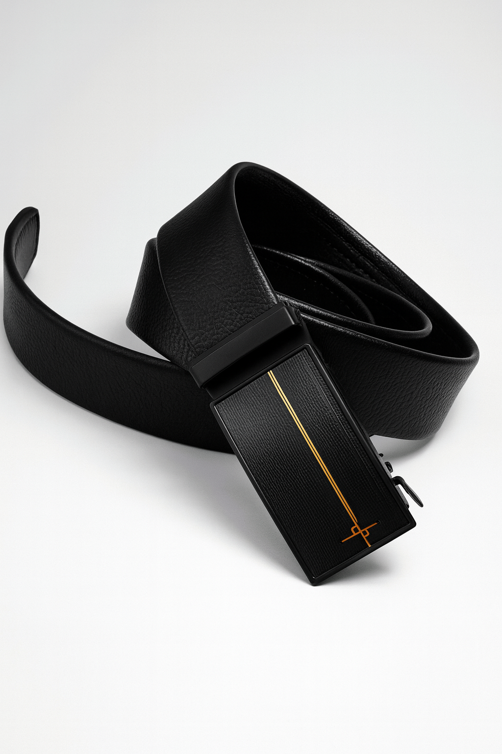 HUSHAHIDE Men's PU Leather Belt with Stylish Autolock Adjustable Buckle – Black, 48 Inches