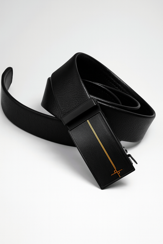 HUSHAHIDE Men's PU Leather Belt with Stylish Autolock Adjustable Buckle – Black, 48 Inches