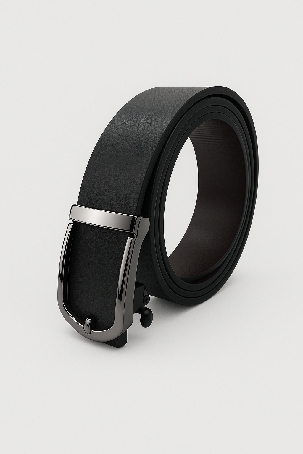 HUSHAHIDE Men's Black PU Leather Belt | 48 Inch Autolock slider Buckle | Stylish Formal & Casual