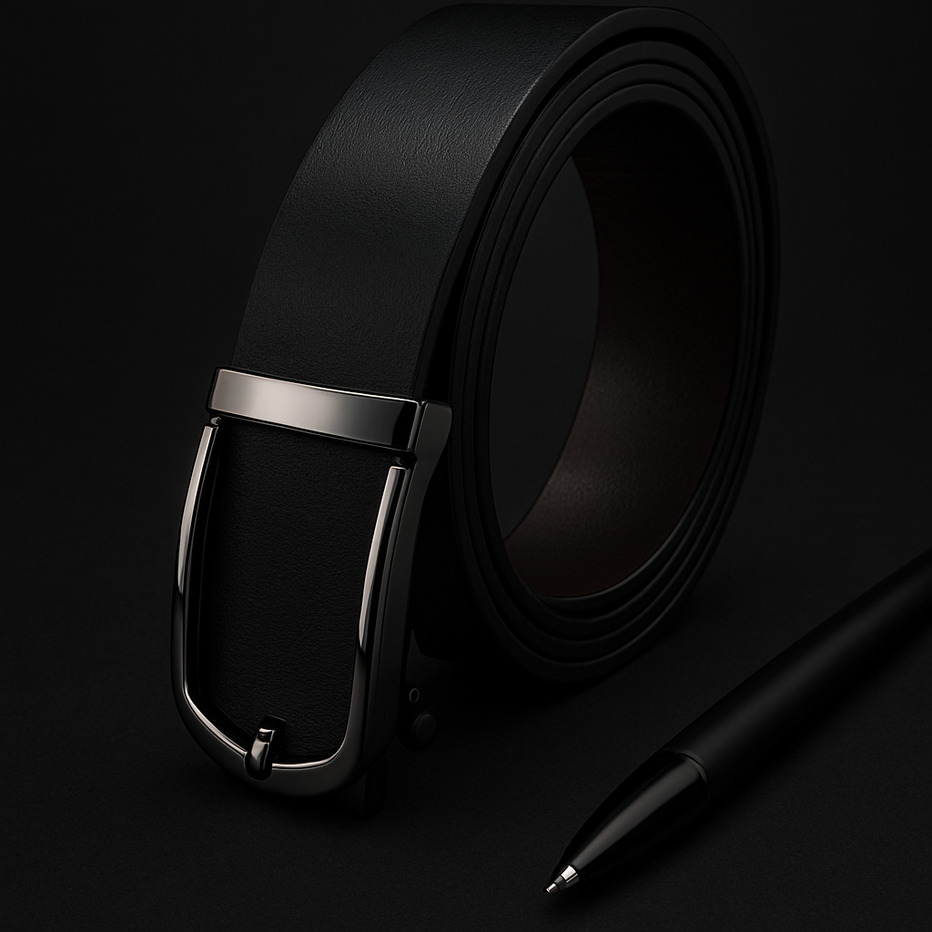 HUSHAHIDE Men's Black PU Leather Belt | 48 Inch Autolock slider Buckle | Stylish Formal & Casual