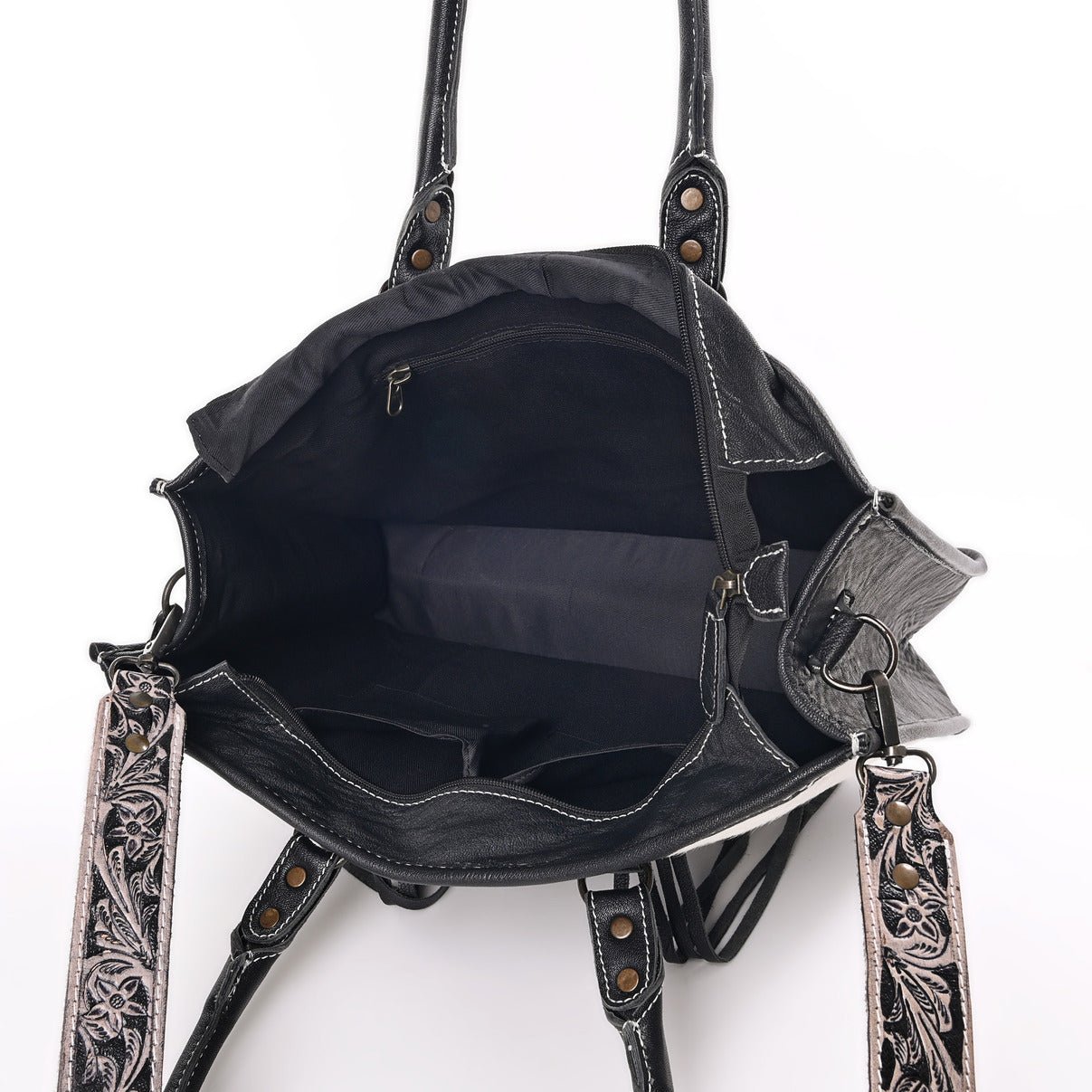 HushaHide Genuine Leather Western Handbag for Women – Hand Tooled Design, Large Size - HUSHAHIDE