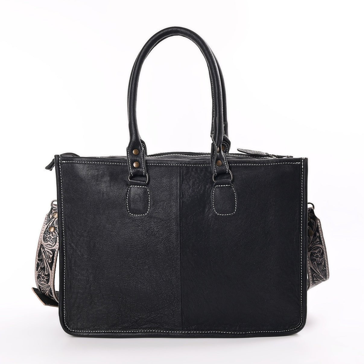HushaHide Genuine Leather Western Handbag for Women – Hand Tooled Design, Large Size - HUSHAHIDE
