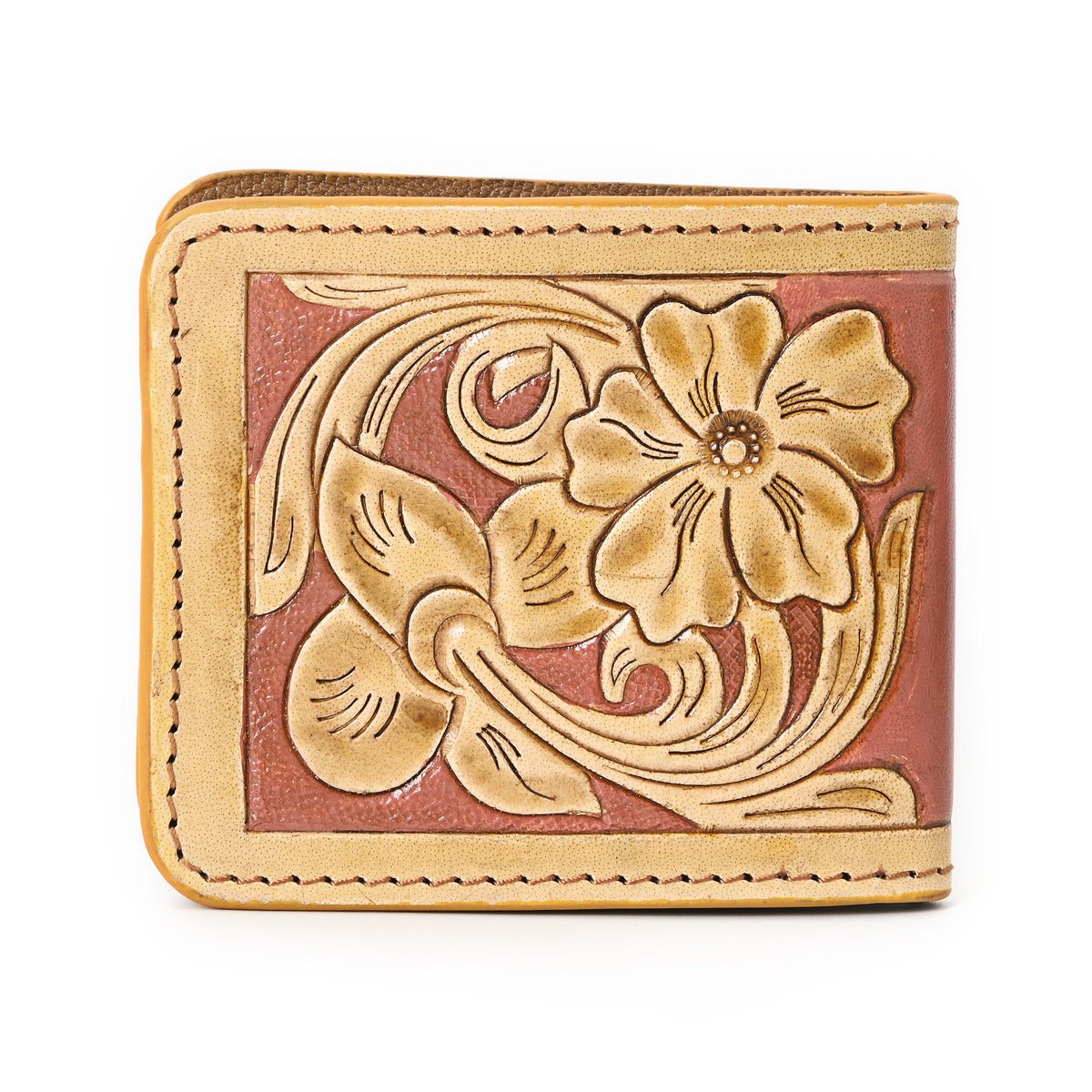 HushaHide Handcrafted Genuine Leather Wallet for Men Tooled Design, Bifold, western - HUSHAHIDE