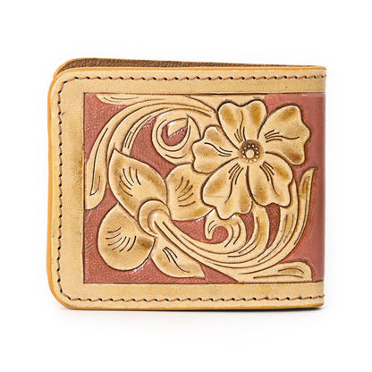 HushaHide Handcrafted Genuine Leather Wallet for Men Tooled Design, Bifold, western - HUSHAHIDE