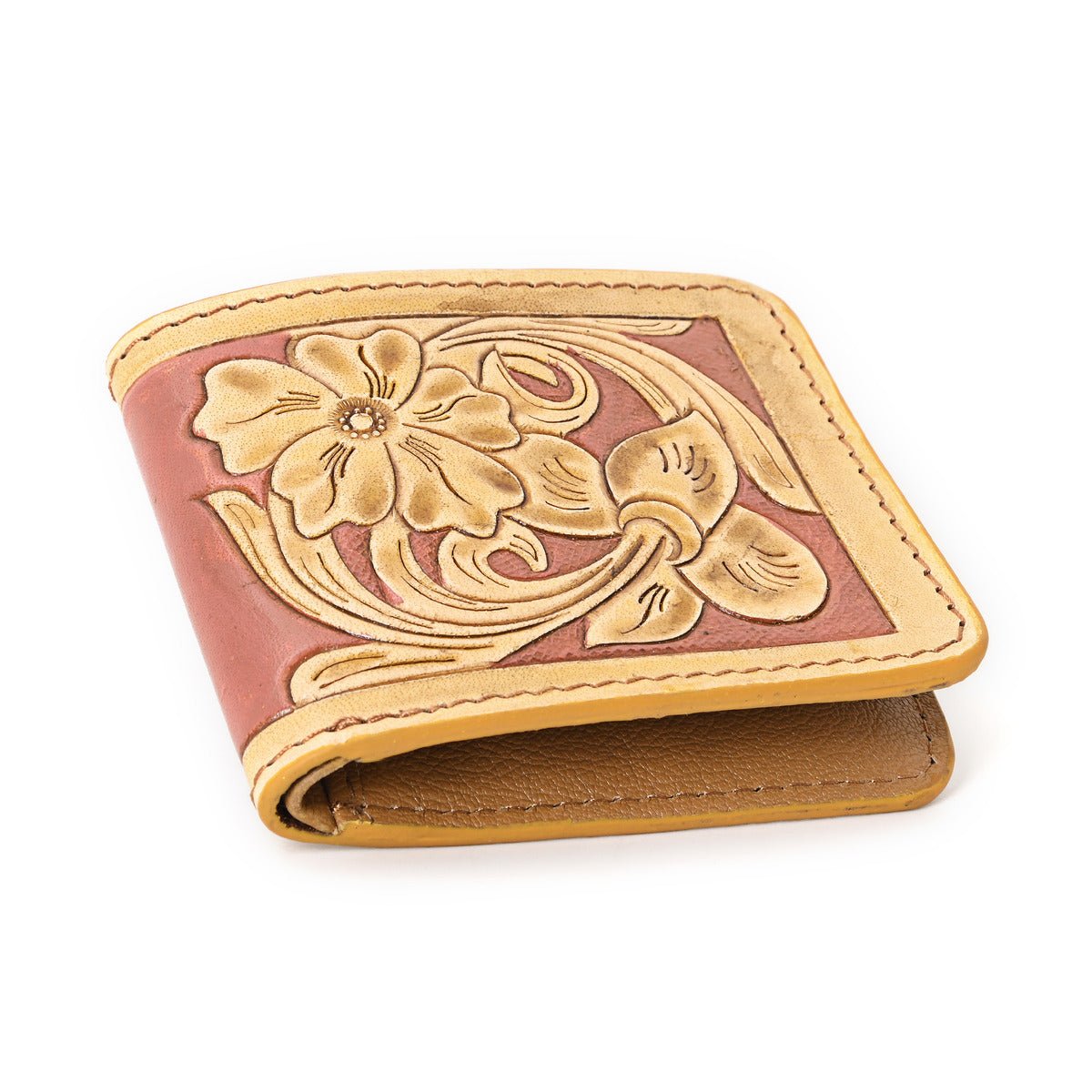 HushaHide Handcrafted Genuine Leather Wallet for Men Tooled Design, Bifold, western - HUSHAHIDE