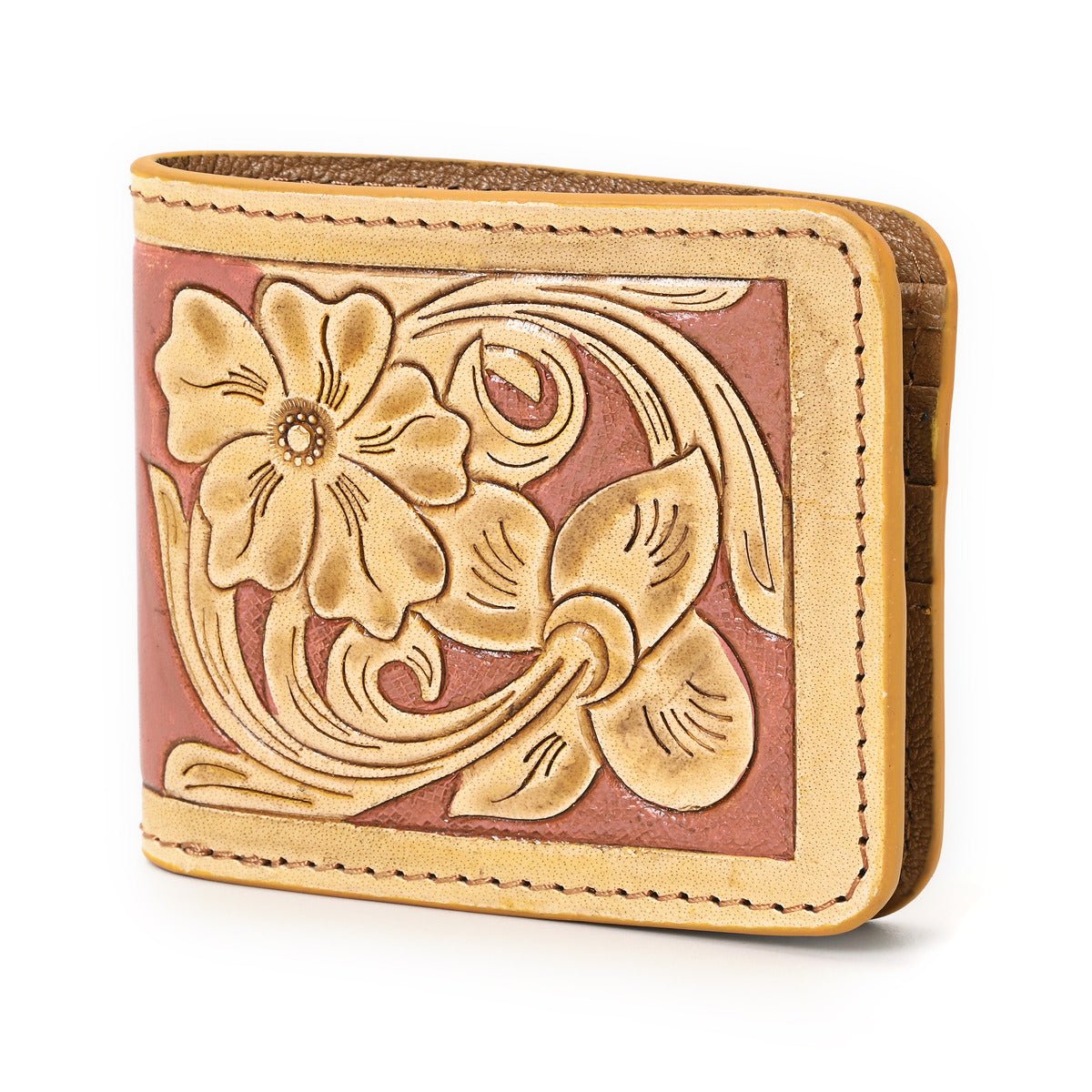 HushaHide Handcrafted Genuine Leather Wallet for Men Tooled Design, Bifold, western - HUSHAHIDE
