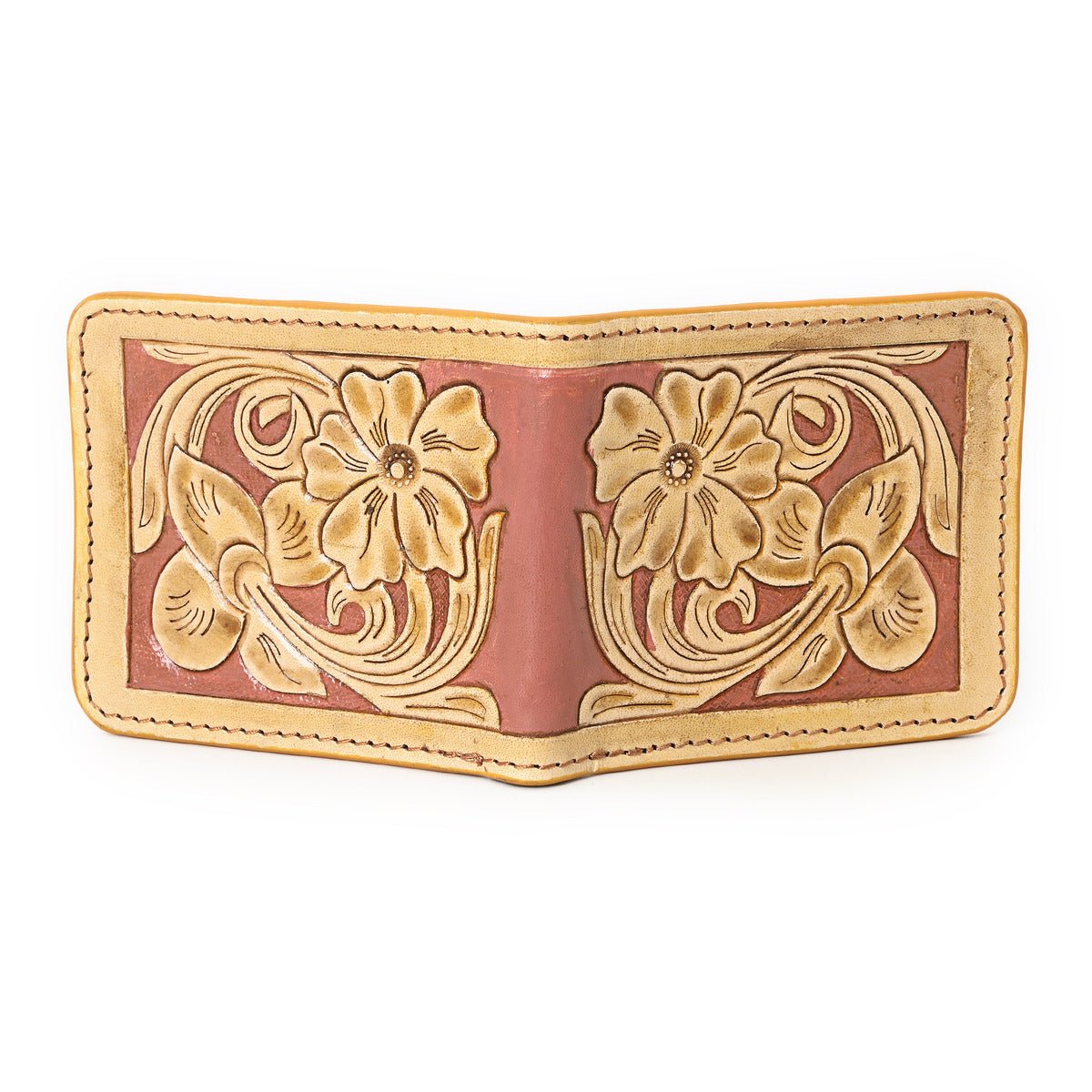 HushaHide Handcrafted Genuine Leather Wallet for Men Tooled Design, Bifold, western - HUSHAHIDE