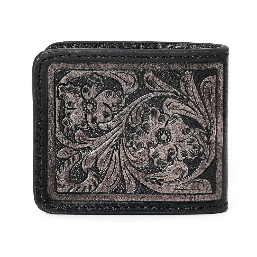 HushaHide Handcrafted Genuine Leather Wallet | Tooling floral Design | Unisex | Slim Bifold Wallet for Men & Women - HUSHAHIDE