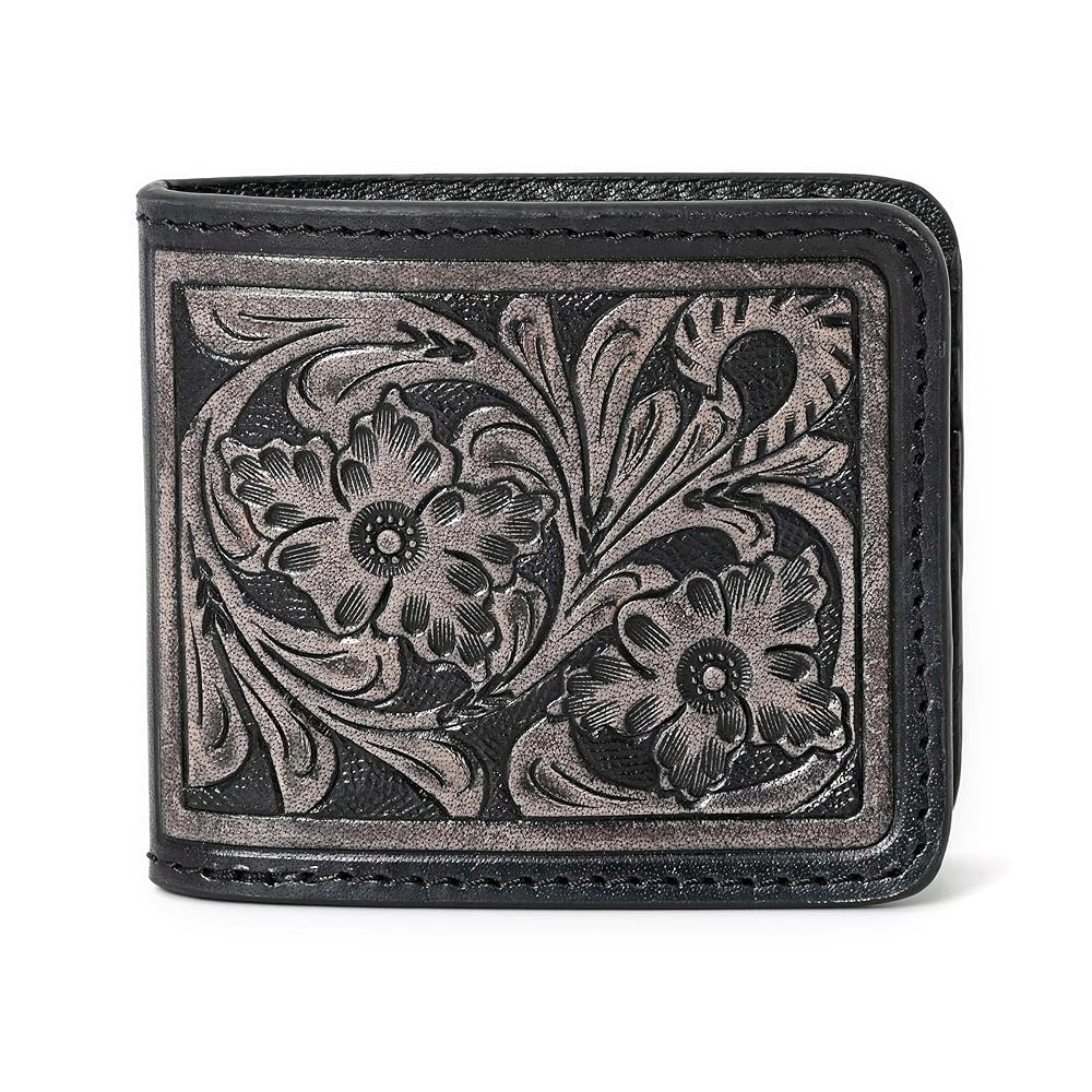 HushaHide Handcrafted Genuine Leather Wallet | Tooling floral Design | Unisex | Slim Bifold Wallet for Men & Women - HUSHAHIDE