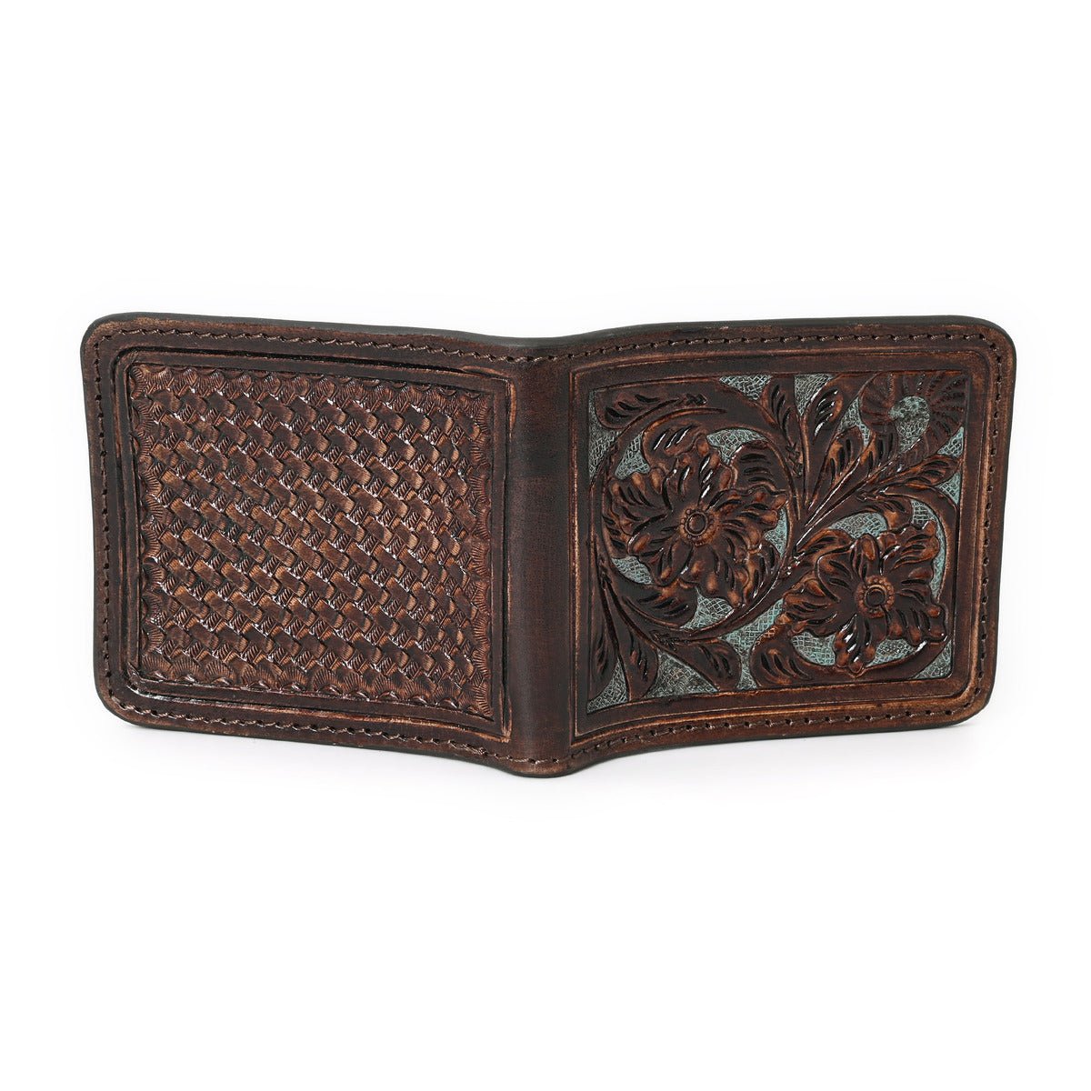 HushaHide Handcrafted Genuine Leather Wallet | Tooling floral Design | Unisex | Slim Bifold Wallet for Men & Women - HUSHAHIDE