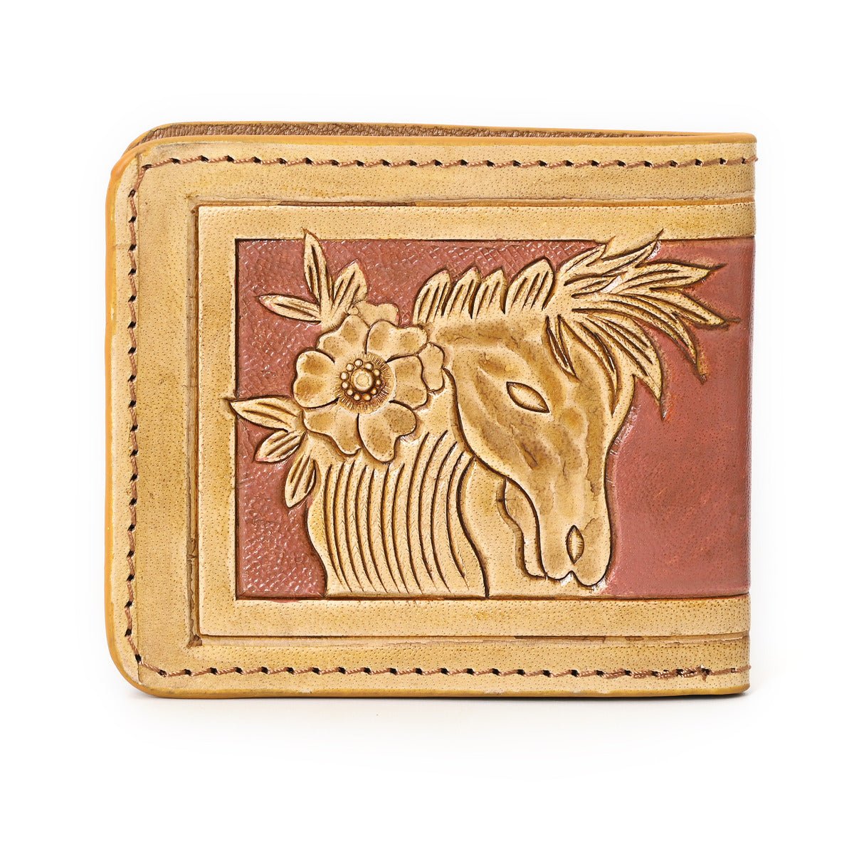 HushaHide Handcrafted Genuine Leather Wallet | Tooling Horse Design | Unisex | Slim Bifold Wallet for Men & Women - HUSHAHIDE