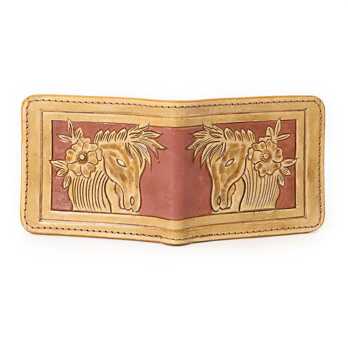 HushaHide Handcrafted Genuine Leather Wallet | Tooling Horse Design | Unisex | Slim Bifold Wallet for Men & Women - HUSHAHIDE