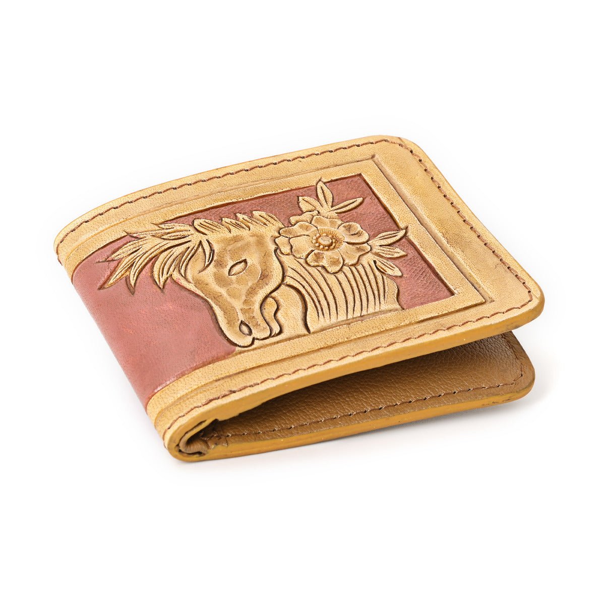 HushaHide Handcrafted Genuine Leather Wallet | Tooling Horse Design | Unisex | Slim Bifold Wallet for Men & Women - HUSHAHIDE