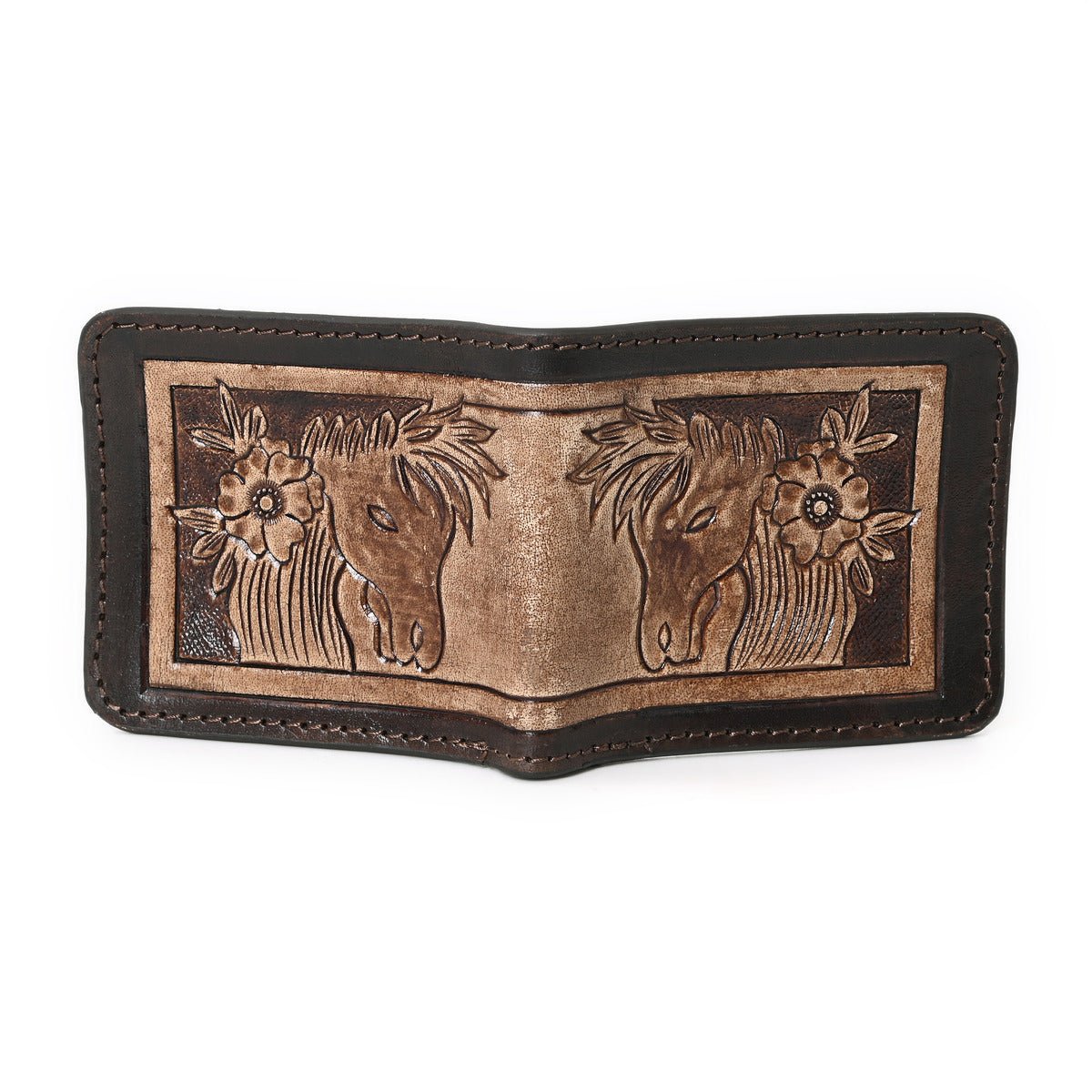 HushaHide Handcrafted Genuine Leather Wallet | Tooling Horse Design | Unisex | Slim Bifold Wallet for Men & Women - HUSHAHIDE