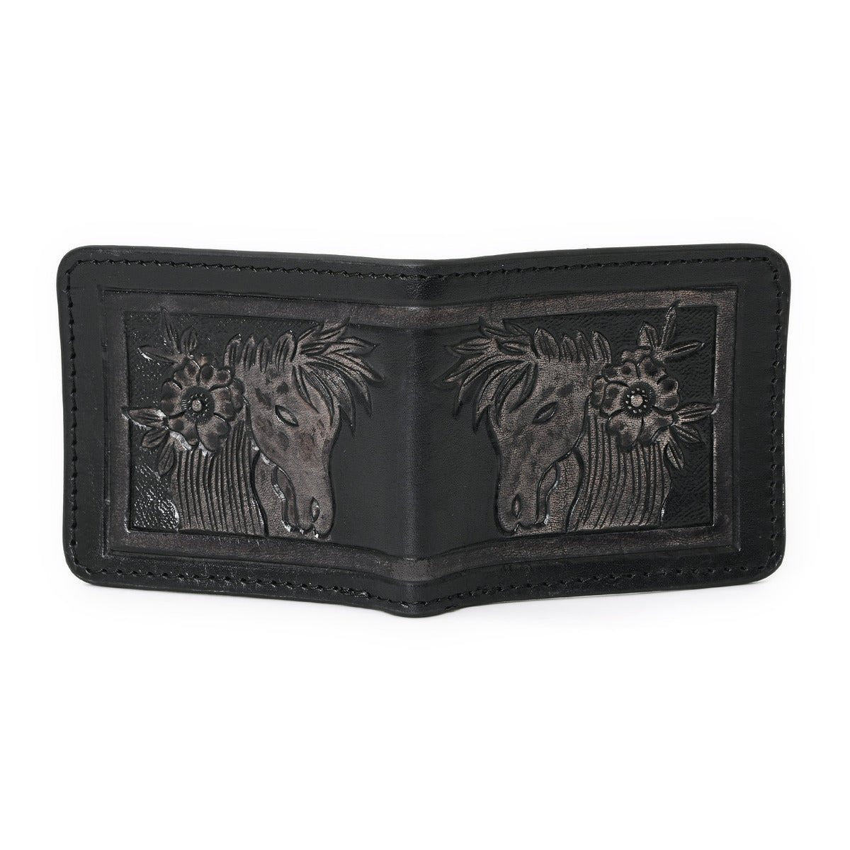 HushaHide Handcrafted Genuine Leather Wallet | Tooling Horse Design | Unisex | Slim Bifold Wallet for Men & Women - HUSHAHIDE