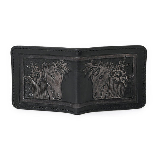 HushaHide Handcrafted Genuine Leather Wallet | Tooling Horse Design | Unisex | Slim Bifold Wallet for Men & Women - HUSHAHIDE