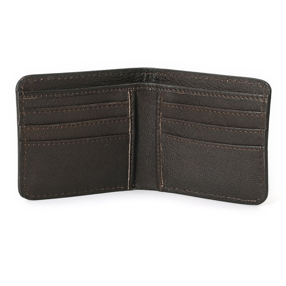 HushaHide™ Men's Leather Wallet – Handmade, Tooled Surface, Bifold, Rustic Finish - HUSHAHIDE