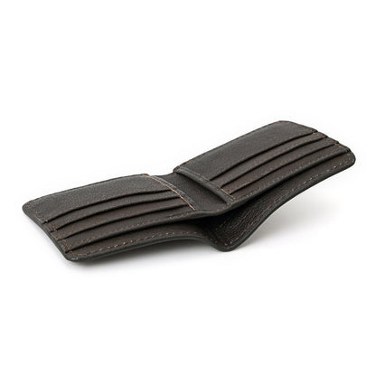 HushaHide™ Men's Leather Wallet – Handmade, Tooled Surface, Bifold, Rustic Finish - HUSHAHIDE