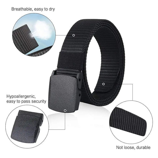 Men's Tactical Nylon Belt with Plastic Buckle – Lightweight, Adjustable & Durable for Jeans, Cargo, Outdoor Use - HUSHAHIDE
