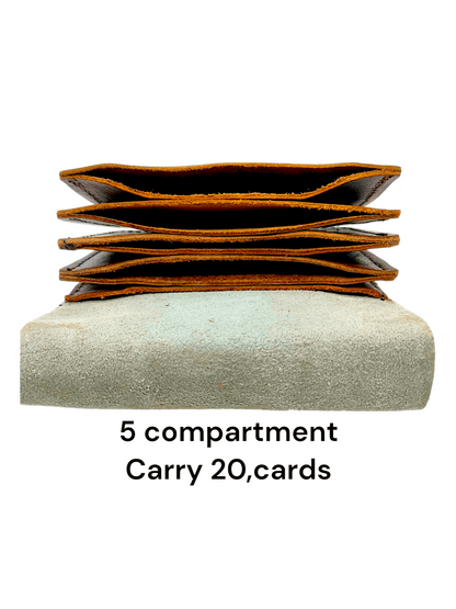 Product Title: Genuine Leather Accordion Card Holder with Goathide Exterior – Multi - Slot Business & Credit Card Organizer - HUSHAHIDE