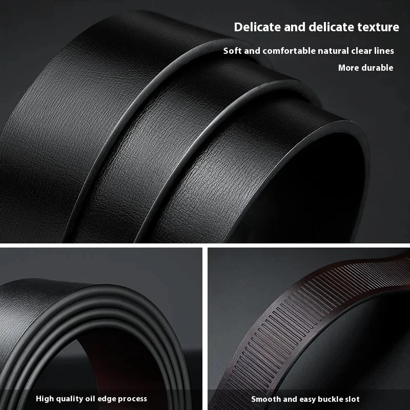 Hushahide Black PU Leather Auto-Lock Buckle Belt for Men | Lightweight Casual & Formal Wear | 1.3 Inch Width, Fits up to 40 Inch Waist