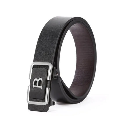 Men’s Black PU Leather Slim Belt with Stylish Autolock Buckle | Lightweight Formal & Casual Belt (Fits Up to 42 Waist, 1.25 Inch Width)