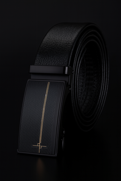 HUSHAHIDE Men's PU Leather Belt with Stylish Autolock Adjustable Buckle – Black, 48 Inches