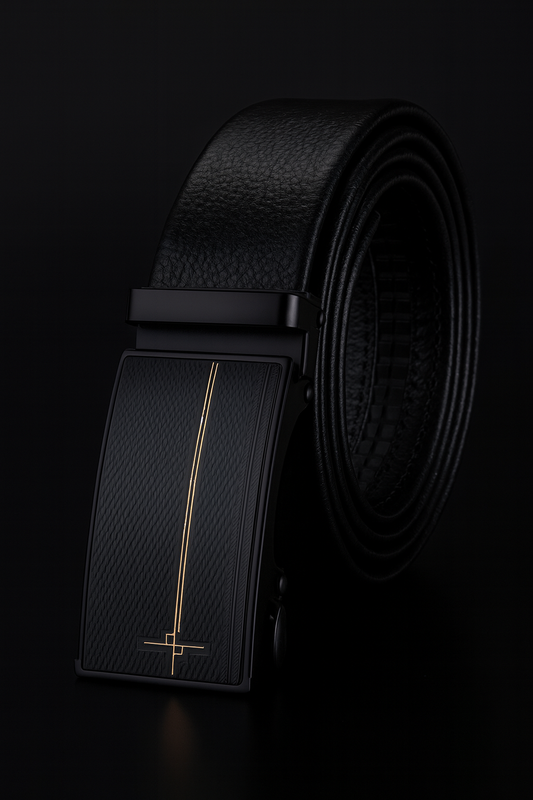 HUSHAHIDE Men's PU Leather Belt with Stylish Autolock Adjustable Buckle – Black, 48 Inches