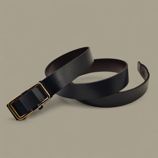 Hushahide Unisex PU Leather Belt with Auto-Lock Slider Buckle – Adjustable 46 Inch, Vegan Friendly