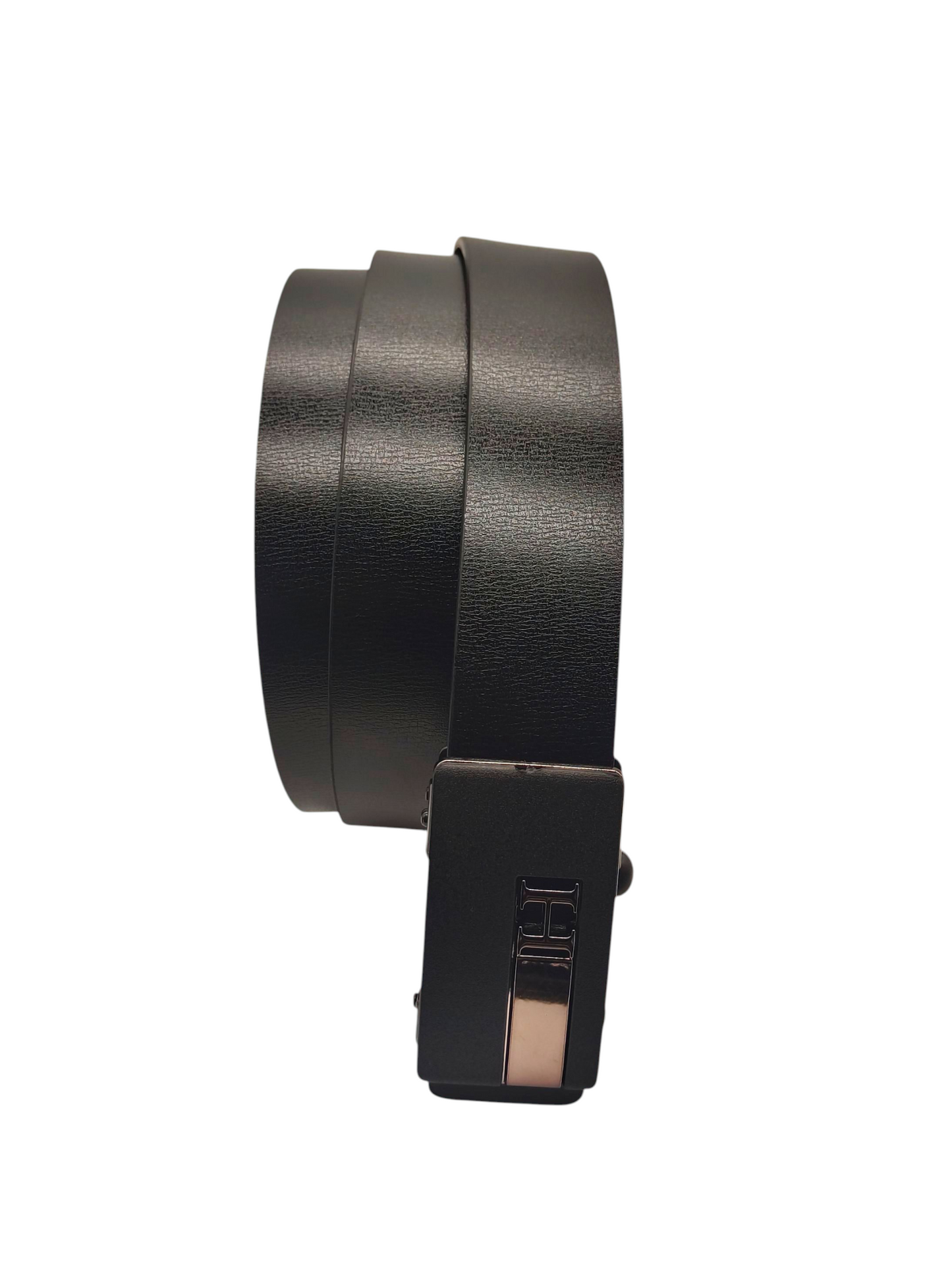Hushahide Black PU Leather Belt for Men | Vegan Friendly | Autolock Buckle with H Logo | Fits up to 40 Waist Size