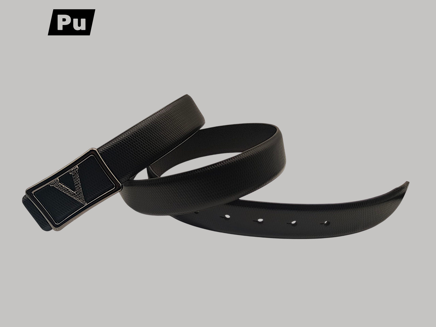 HUSHAHIDE Black PU Leather Belt for Men | Stylish Casual & Formal Wear | Vegan Friendly | Fits Up to 36 Inch Waist
