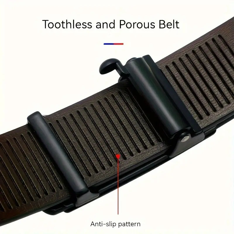 HushaHide Men's Black PU Leather Belt | Autolock Buckle | Stylish Formal & Casual Waist Belt (Fits Up to 40 Inches)