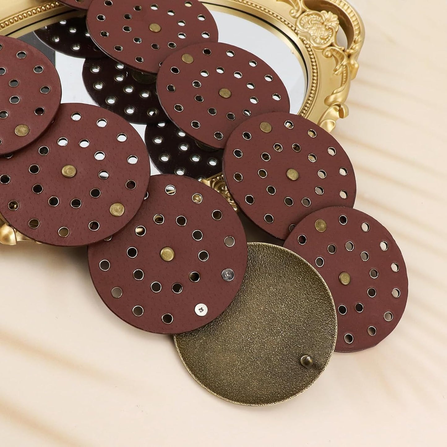 Stylish Vintage Brown Women Belt with Golden Round Metal Buckle | Wide Designer Waist Belt for Dresses, Saree, Jeans | Artificial Leather Belt for Women