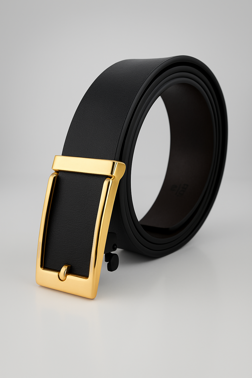 HUSHAHIDE Men's PU Leather Belt | Vegan-Friendly 48 Inch Adjustable Belt with Gold Autolock Slider Buckle | Stylish Formal & Casual Wear