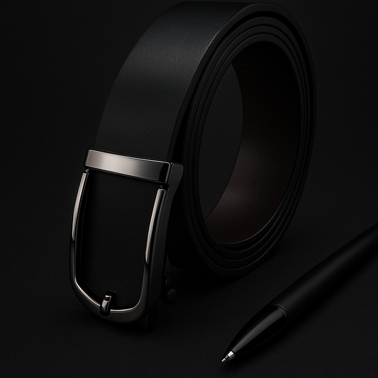 HUSHAHIDE Men's Black PU Leather Belt | 48 Inch Autolock slider Buckle | Stylish Formal & Casual