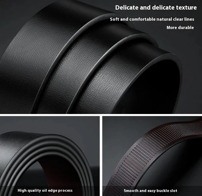 HUSHAHIDE Men's Black PU Leather Belt | 48 Inch Autolock slider Buckle | Stylish Formal & Casual