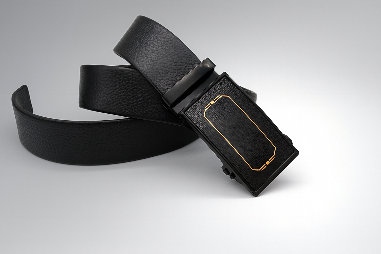 HUSHAHIDE Men’s Black PU Leather Belt with Premium Autolock Adjustable Buckle – 48 Inches Stylish Formal & Casual Wear Belt