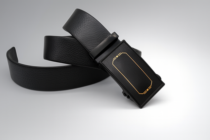 HUSHAHIDE Men’s Black PU Leather Belt with Premium Autolock Adjustable Buckle – 48 Inches Stylish Formal & Casual Wear Belt